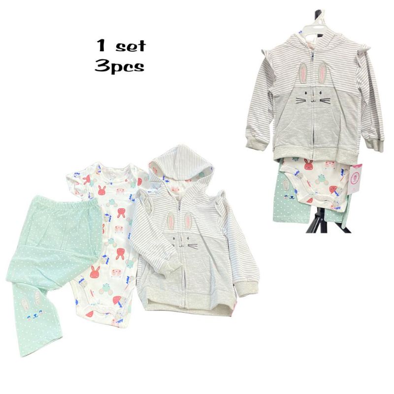 Setelan Jaket 3in1 (isi 3pcs) Celana Jumper Jaket Baby 3-24 Bulan Import Premium Baju Bayi Newborn Girl