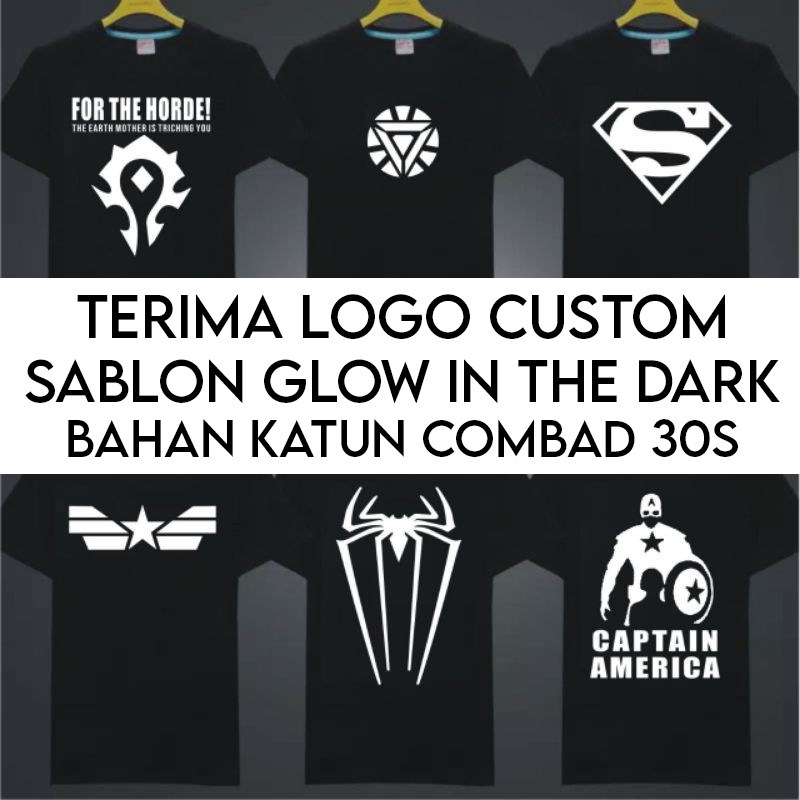 baju sablon custom logo glow in the dark
