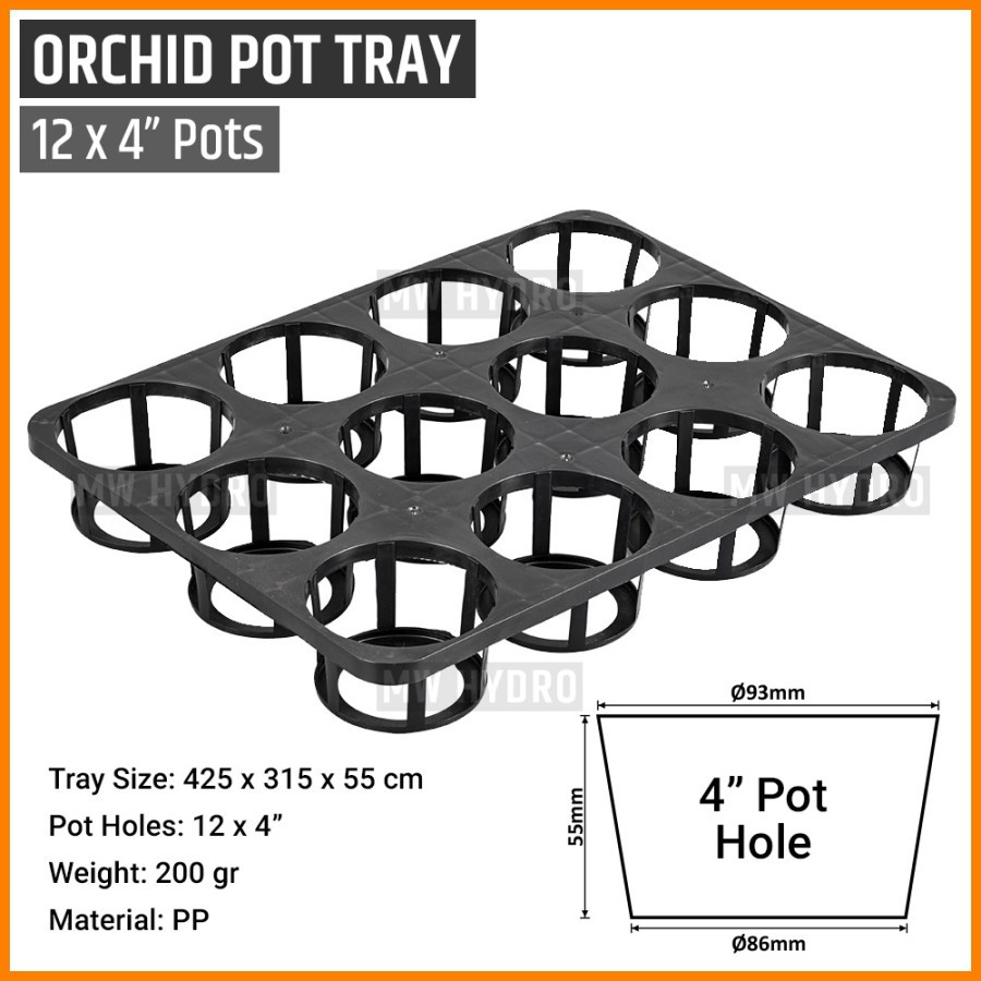 Orchid Pot Tray, Nampan Pot Bibit Anggrek, 12 Lubang 4&quot;