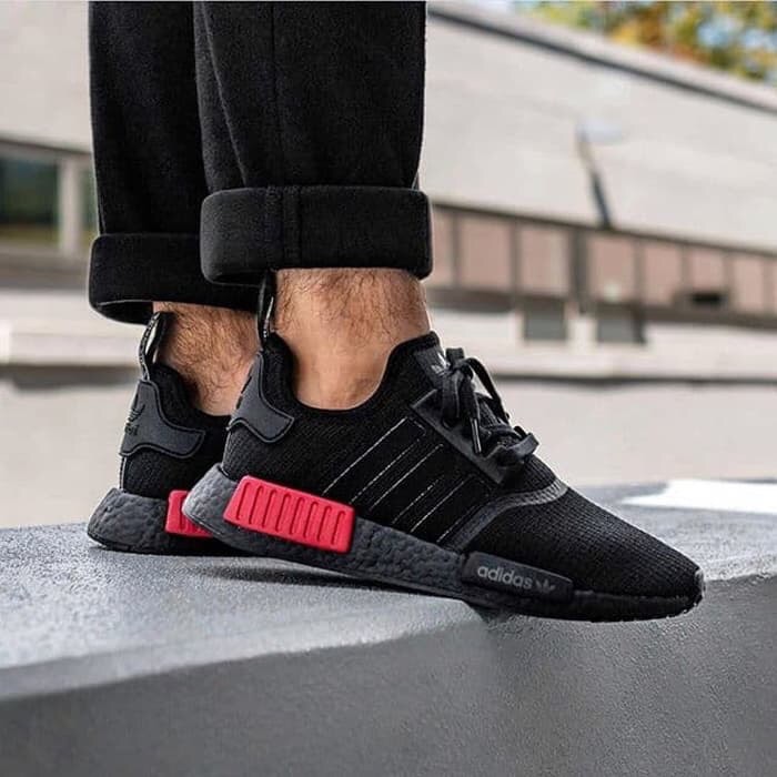 black and red nmds
