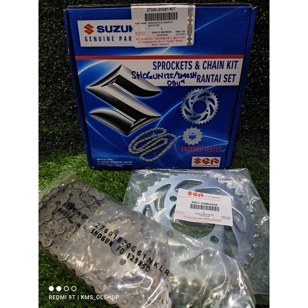 Gearset Girset Paket Gear Gir Rantai Set SUZUKI Shogun 125 / Smash Lama Original SGP 27000-20G61-KIT