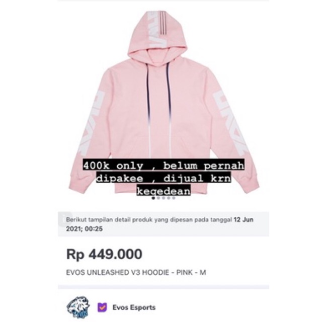 EVOS HOODIE PINK UKURAN M