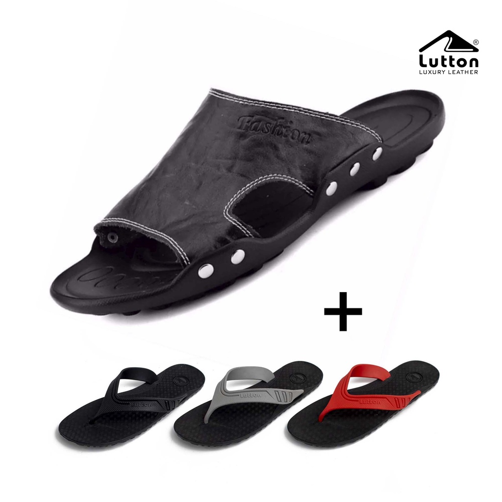 LUTTON - sandal slop kulit pria - SANDAL SLOP PRIA LT02