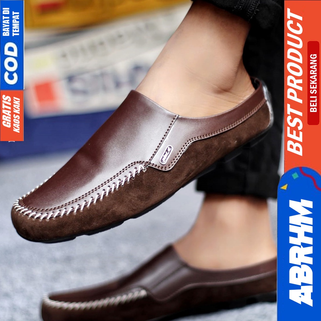 Sepatu Sandal Pria Bustong Slop Kulit Pu Hitam LUCAS ABRHM