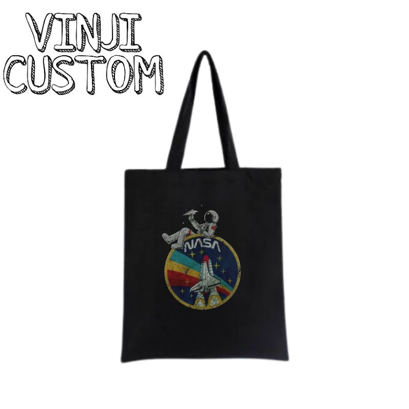 Tote bag NASA / tote bag resleting DISTRO / totebag hitam / totebag wanita / tote bag pria / tas tot