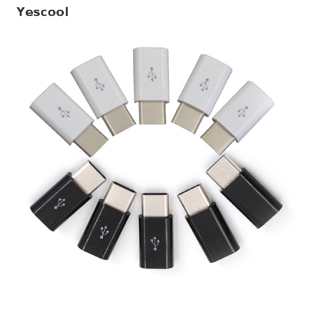 Yescool 5pcs Adapter Konverter USB 3.1 Tipe-C Male Ke Micro USB 3.1