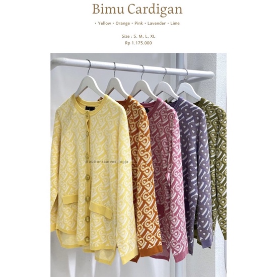 LENGKAP BIMU CARDIGAN YELLOW ORANGE PINK LAVENDER LIME Benang jarum XS S M L XL XXL benangjarum butt
