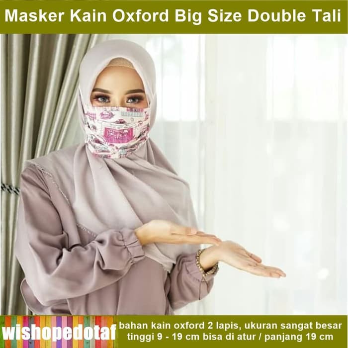 MJS Masker Hijab Kain Oxford Untuk Wanita XL- kain motif