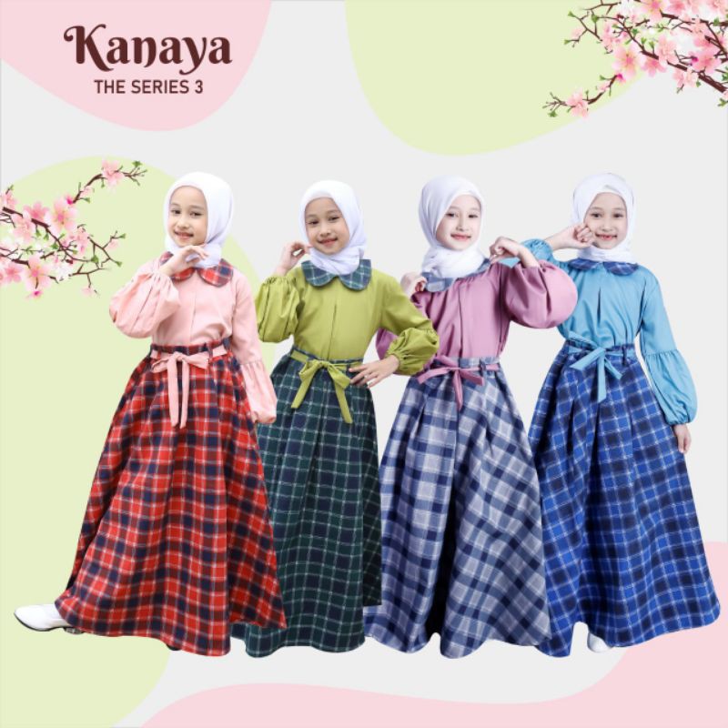 [4-8th] SETELAN BAJU MUSLIM ANAK PEREMPUAN ROK ANAK TANGGUNG PREMIUM KANAYA THE SERIES 3 BY SARAFINA