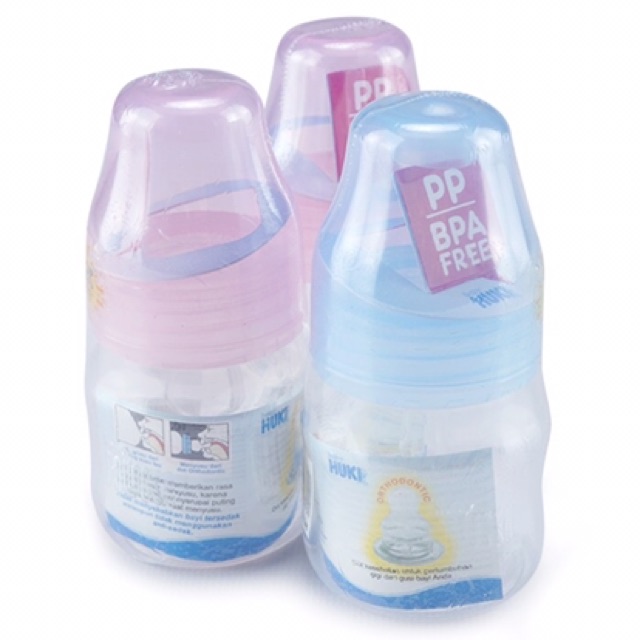 Botol susu huki 60ml 120ml dot orthodontic bulat karakter animal / botol susu bayi huki