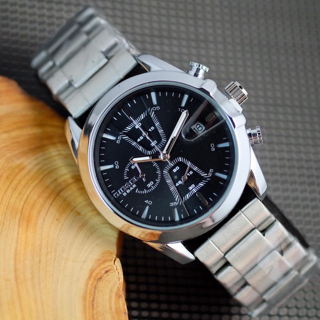 Jam Tangan Pria Cowok Analog Diesel Chrono Super Tanggal Tali Rantai