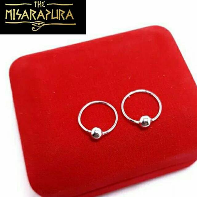ANTING ANAK / BAYI / BALITA BULAT POLOS PERAK 925 LAPIS EMAS PUTIH