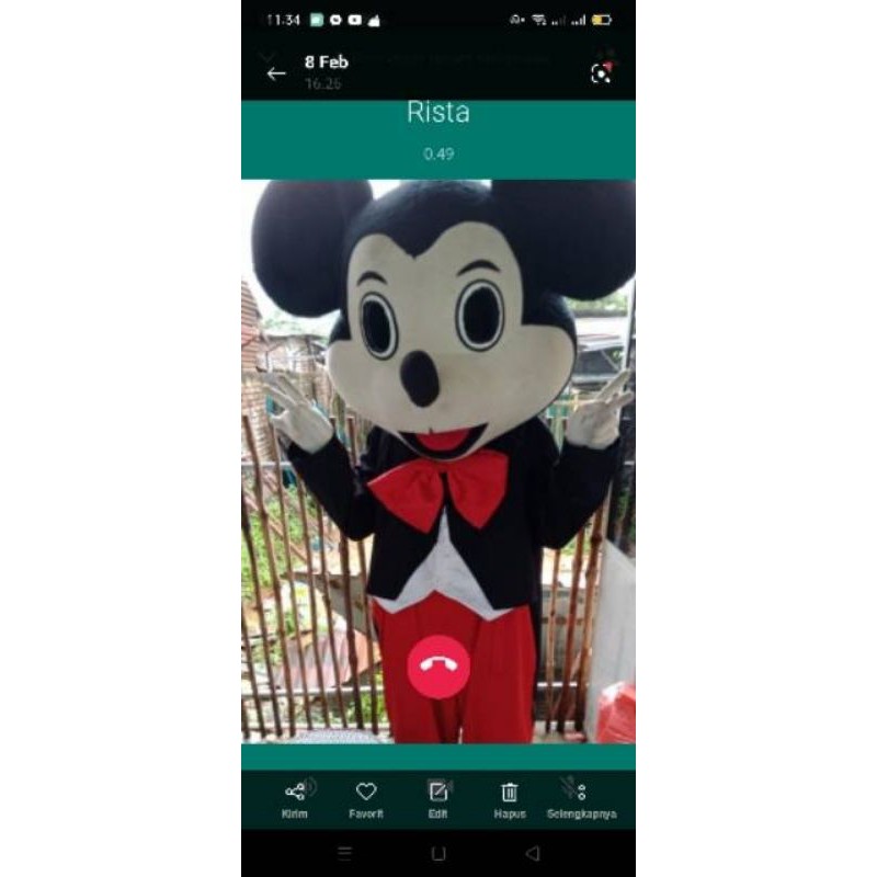 Baju badut karakter Mickey Mouse dewasa kumplit