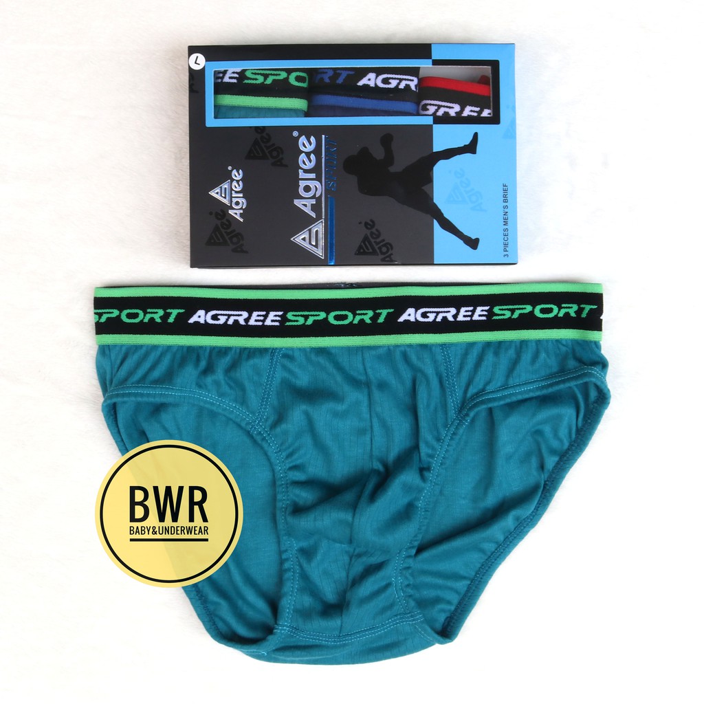 [ 3pc ] CD Agree Sport 2308 Biru Hitam | Celana Dalam Pria Sport Men's Brief - Bwr II N3 Q3