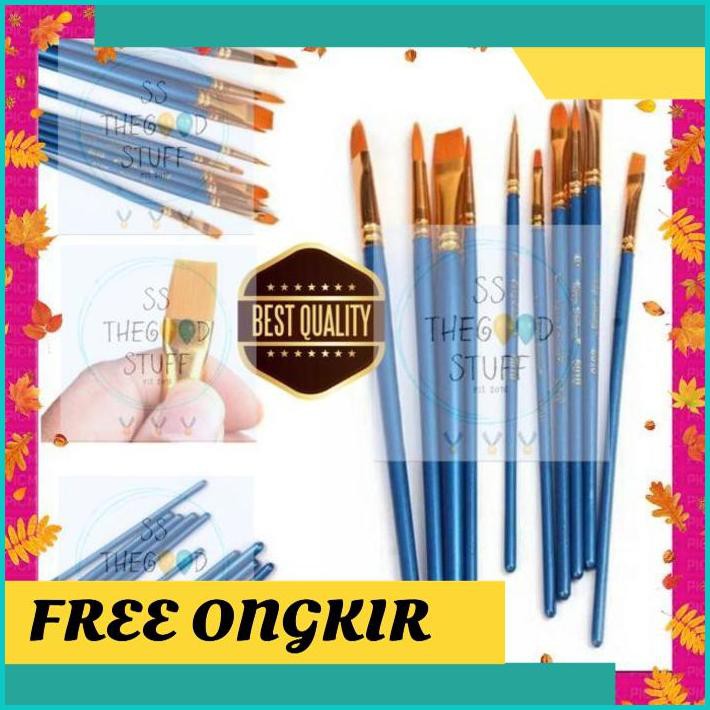 

TERMURAH 10pcs Paint Brush Set Watercolor Oil Face Body Painting AP197