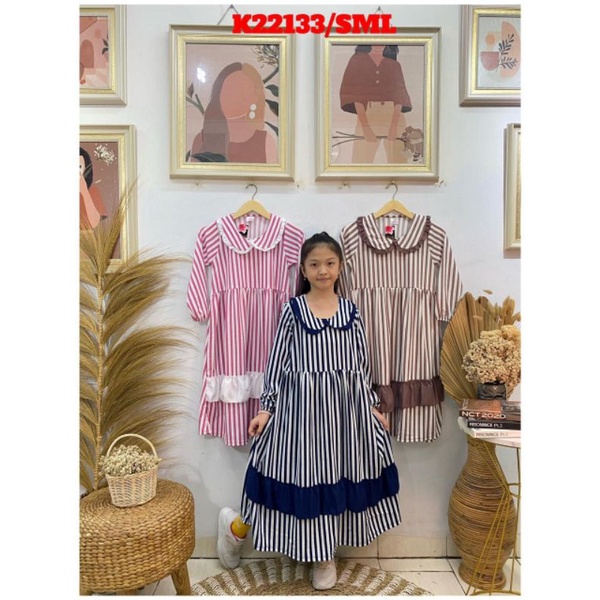 grosir gamis anak 6X35000 motif salur