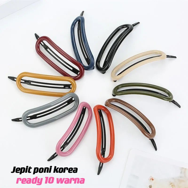 jepit rambut korea wanita fashion oval 8cm 10 warna