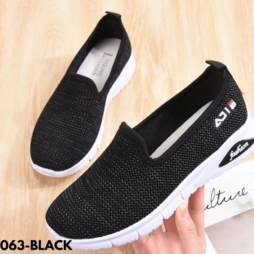 SEPATU KETS SNEAKERS TANPA TALI WANITA NYAMAN LARI CAUAL DAILY EMPUK SOLE KARET ANTI SLIP OOTD 063