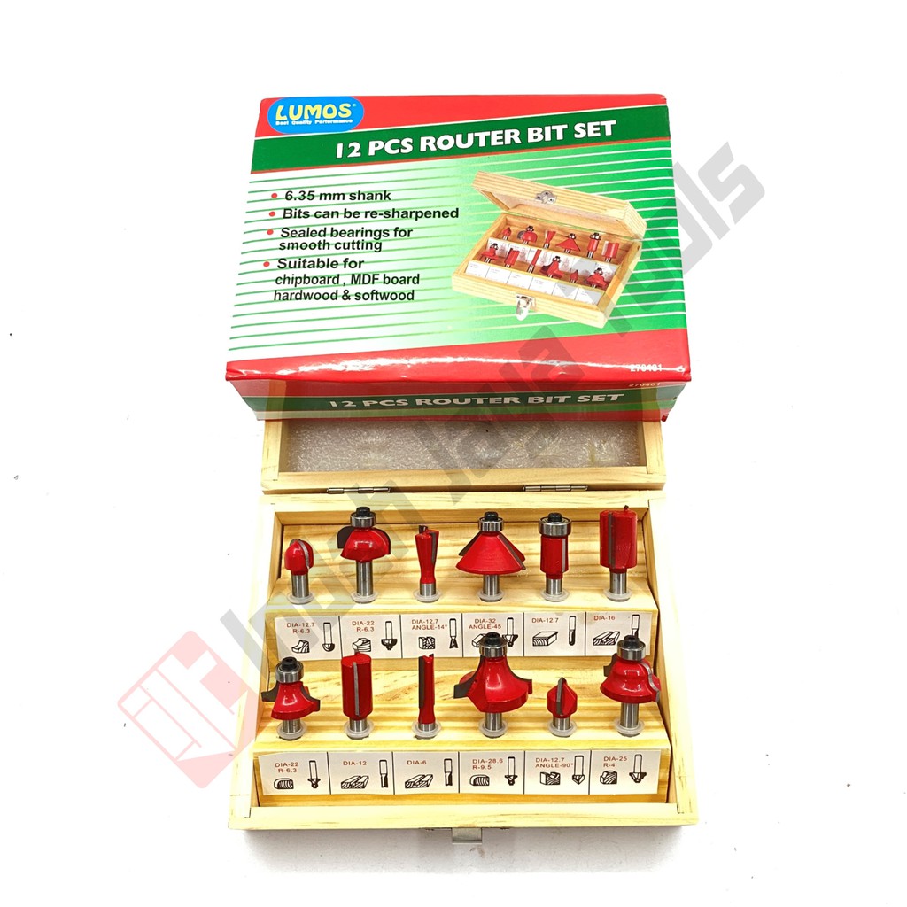 LUMOS Router Bit Set 12 Pcs - Mata Profil Set Trimmer