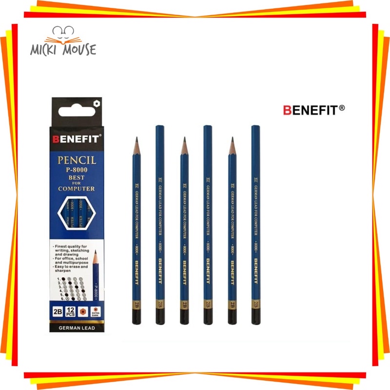 

(12 PCS )PENSIL 2B BENEFIT BLUE / PENSIL / PENSIL MURAH / pensil 2b biru