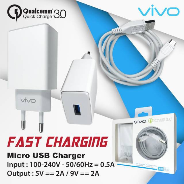 Charger Vivo Qualcomm Quick Charge 3.0 Micro USB Casan Vivo 3.0 QC + Kabel Data Micro USB