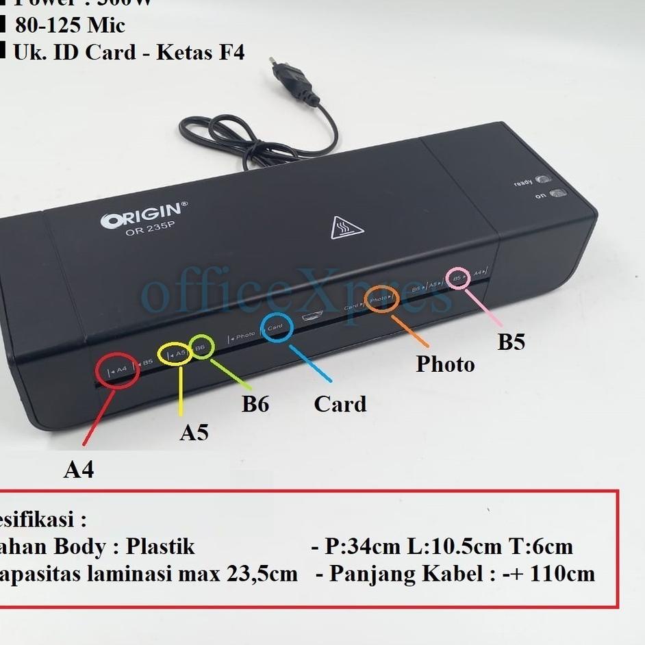 

Borong Produk Mesin Laminating A4 / Laminating F4 / Laminator Machine ID Card OR235P