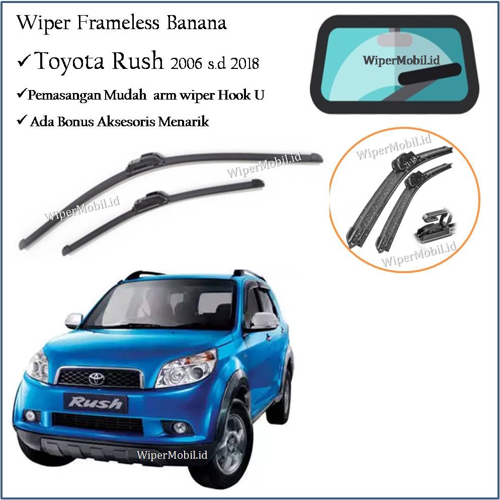 Wiper Frameless Kaca Mobil Toyota Rush 2006 2007 2007 2008 2009 2010 ...