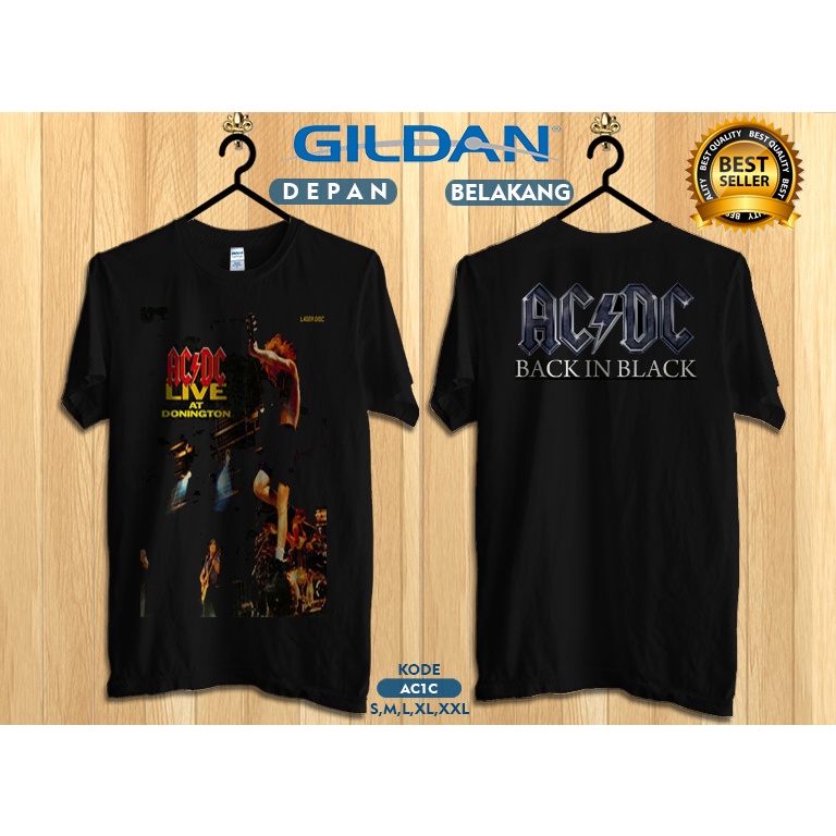 Kaos ac dc live at donington back in black original gildan ac1c
