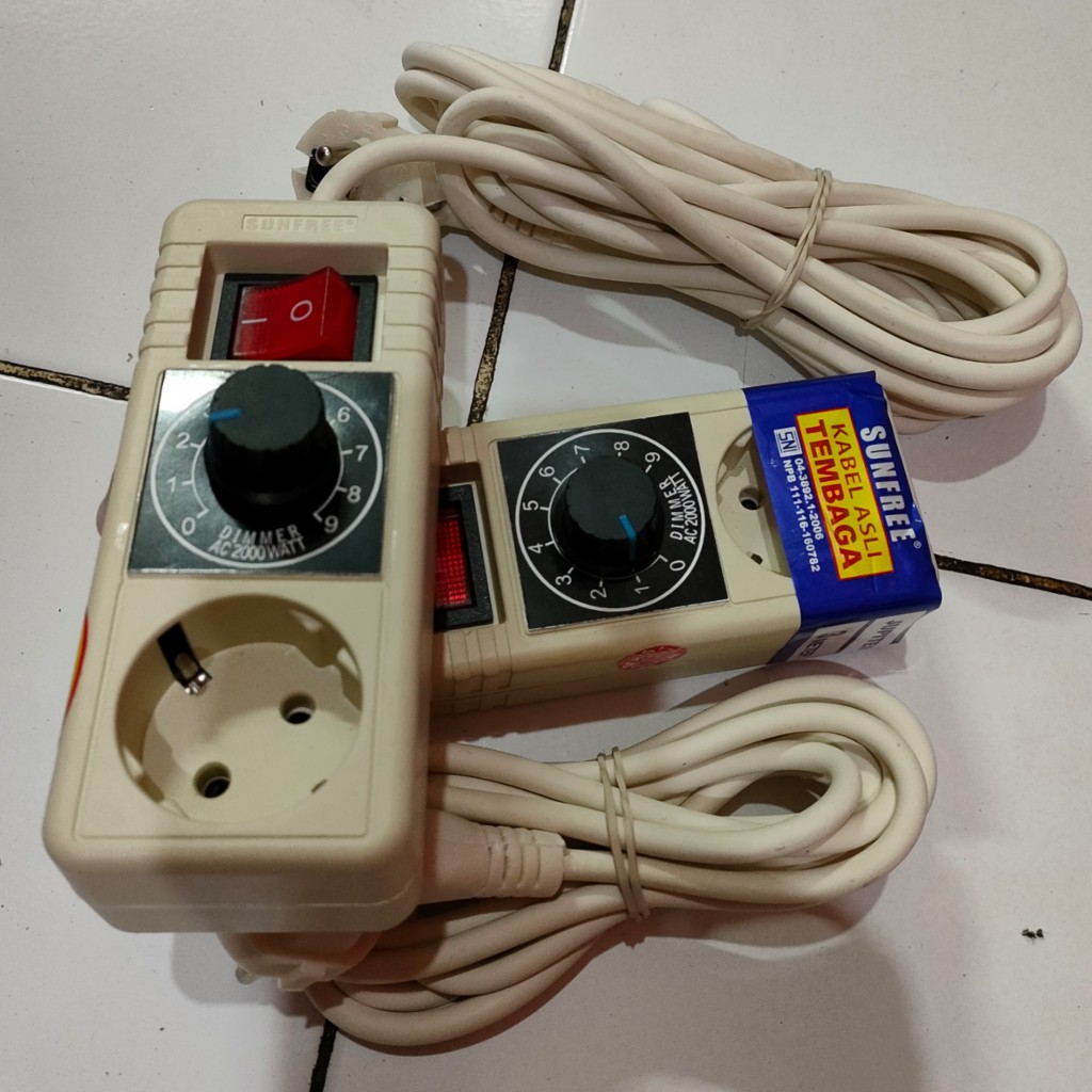 Jual DIMMER 2000W 1 LUBANG 3 METER PENGATUR KECEPATAN GRINDA BOR DINAMO STOP KONTAK DIMER 2000