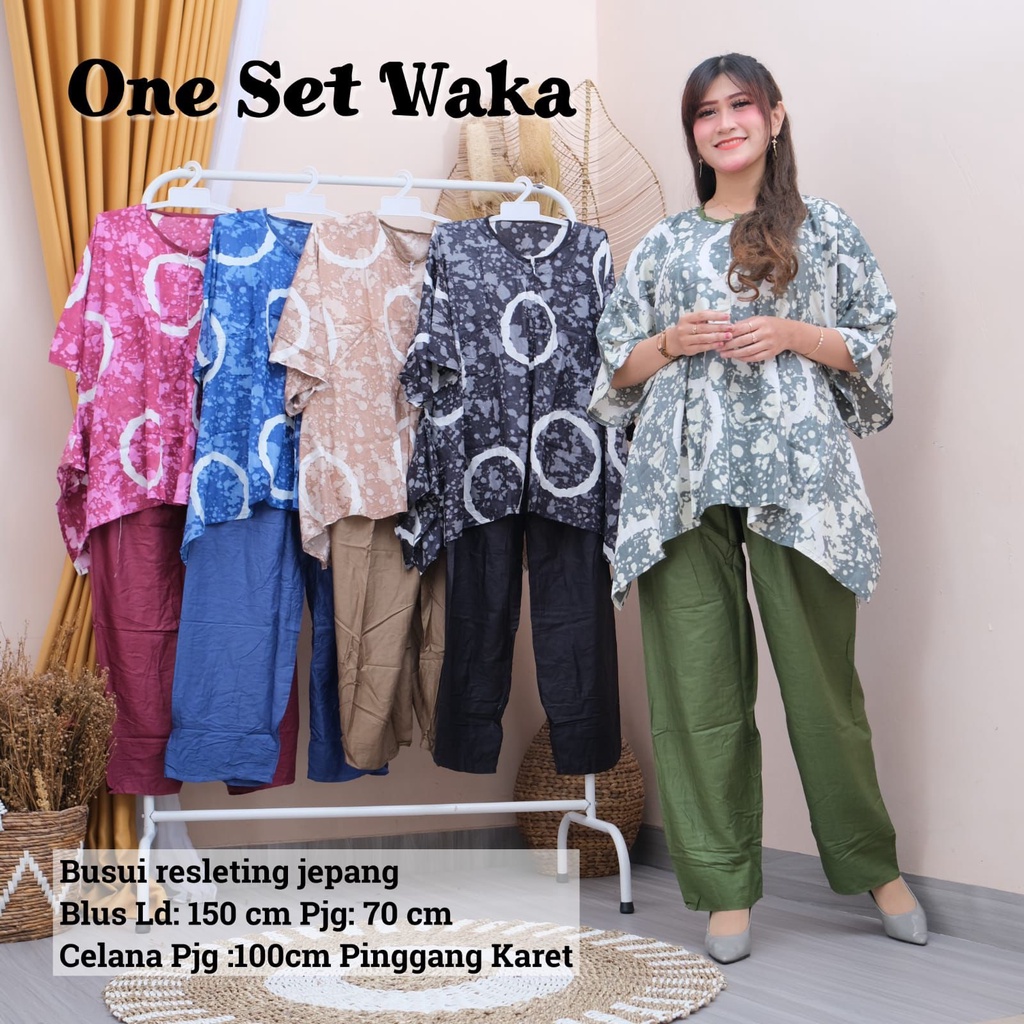 Baju Santai Wanita Jumbo Lengan Pendek Setelan Rayon Wanita Busui Friendly LD 150