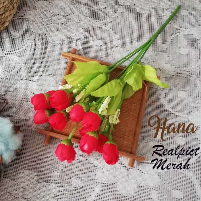 Bunga plastik mawar mini kuncup / Mini rose buds artificial flower-MERAH TUA BIAS