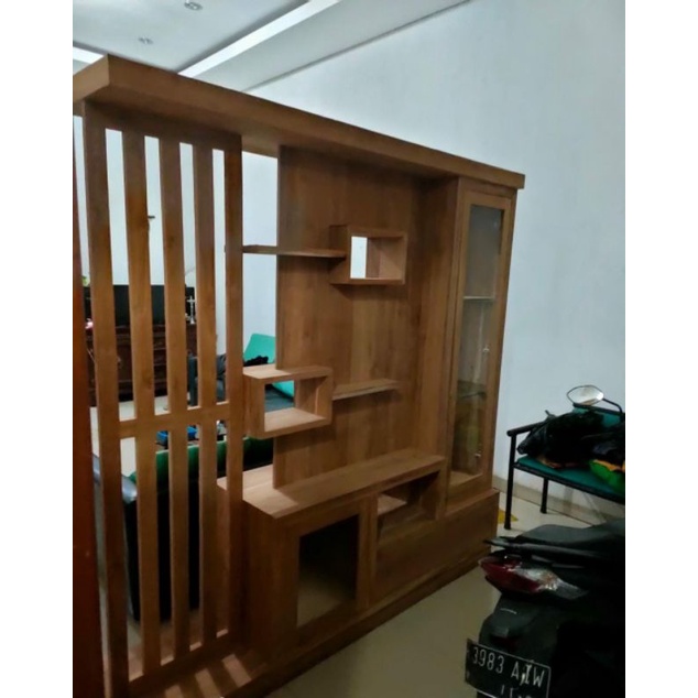 PARTISI RUANGAN MINIMALIS / PENYEKAT RUANG / PARTISI RUANGAN KAYU JATI MENTAH PENYEKAT RUANG TAMU