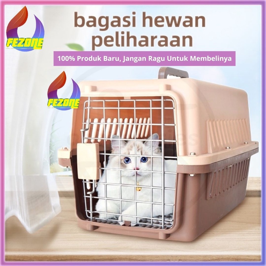 KANDANG KUCING / PET CARGO / PET CARRIER / KANDANG KELINCI / KANDANG MUSANG /ADA TRAY PINTU BESI - KENNEL BOX COD FEZONE