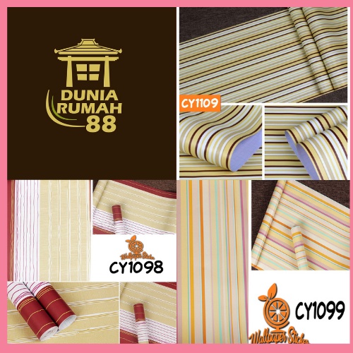 Wallpaper Stiker Dinding CY Ukuran 45cm x 9m Motif Garis