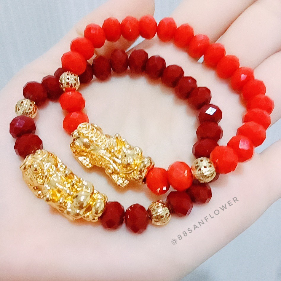 Gelang Naga Emas Kristal Merah XUPING Perhiasan Gelang Kristal Keberuntungan