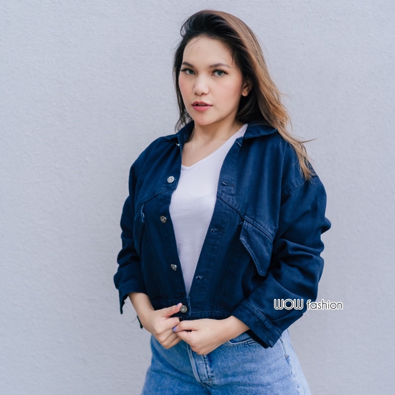 WOW-Mrs Jaket Jeans Oversize Wanita//Jaket crop Wanita//Jaket Cewek//Jaket Viral