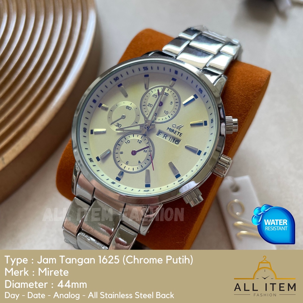 COD✅ Jam Tangan Rantai Pria Mirete Analog 1625 / Arloji / Watch / Tahan Air / Stainless Steel / Jam Tangan Laki Model Mewah