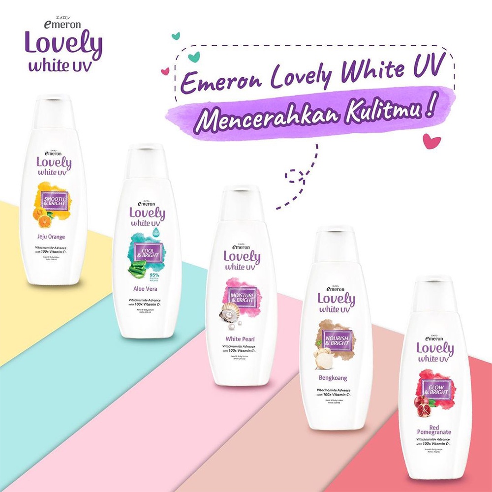 ❤ Under100 ❤ EMERON Lovely White UV &amp; Naturals Hand and Body Lotion 100ml | 200ml | Vitacinamide | BPOM