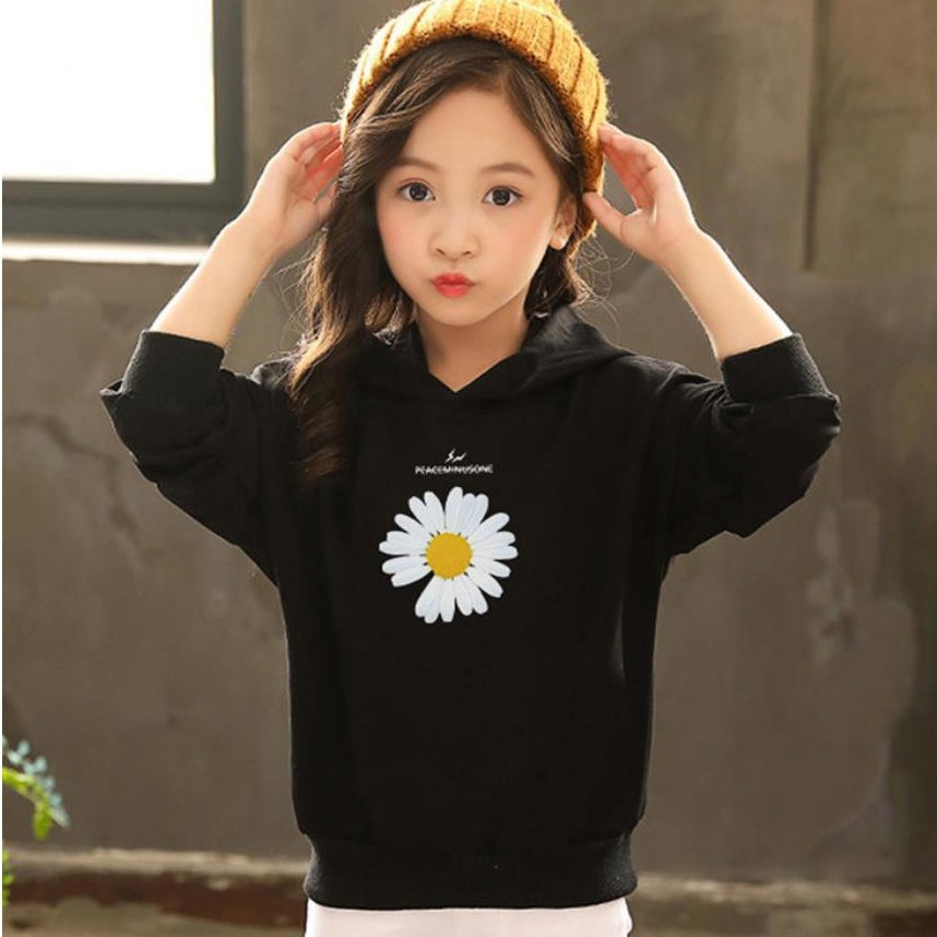 Sweater Anak Daisy Flower Hoodie Anak Fleece Pakaian Anak Perempuan