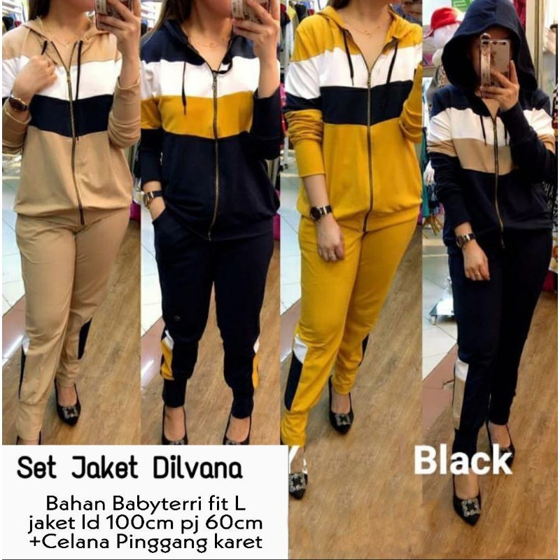 Ms Set Jaket Dilvana stelan training wanita