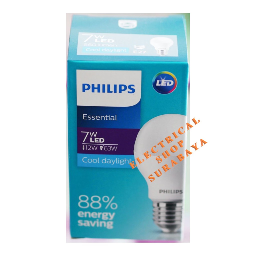 PHILIPS LAMPU LED ESSENTIAL 7W / 7 WATT PUTIH (GARANSI 1 ...