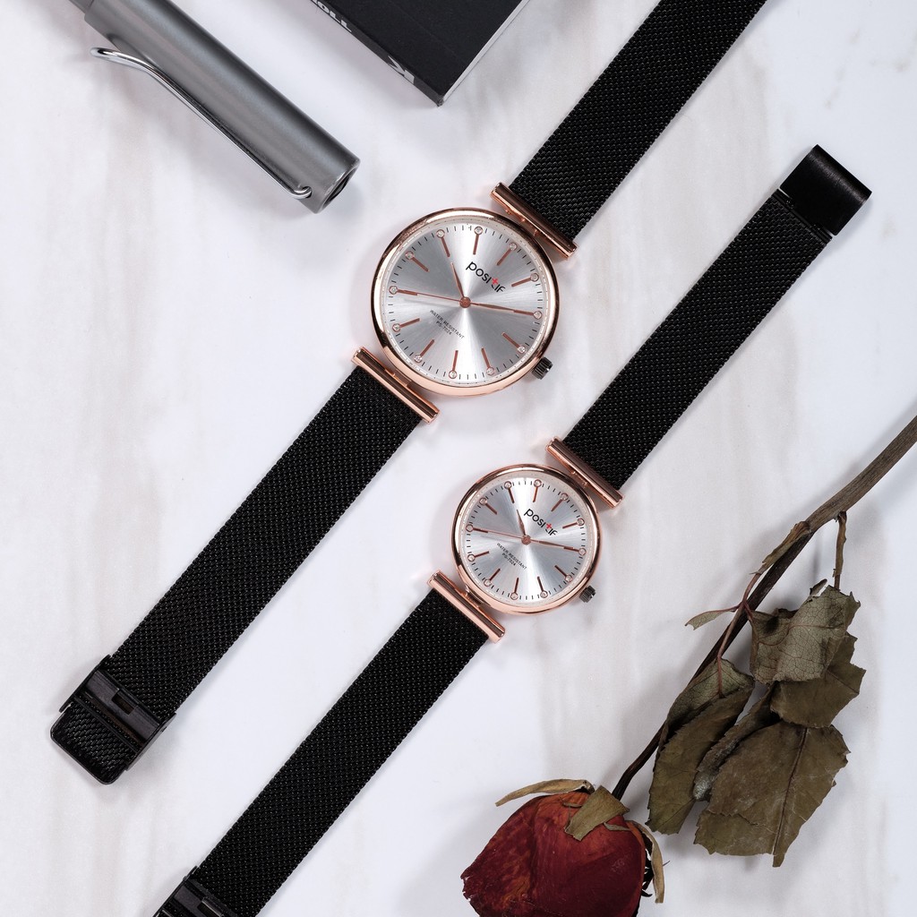 POSITIF 7024 JAM TANGAN COUPLE LUXURY ORIGINAL 100% MESIN JEPANG & ANTI AIR..TALI RANTAI PASIR