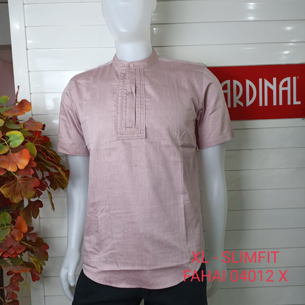 gos XL CARDINAL KEMEJA KOKO Taqwa Pakaian Pria Original Baju Muslim Salur Lengan Pendek Kekinian