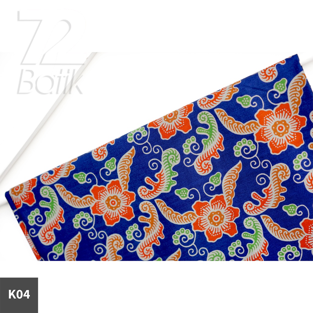 KAIN BATIK PREMIUM Bahan Katun Motif Kembang Warna Biru Orange Hijau 728282 Cap 72 Jarik Jarit Samping Kebat Panjang Batik Katun Modern Premium Bahan Seragam Batik Pernikahan Kantor Keluarga Murah Kamen Jadi Batik Bali Lembaran