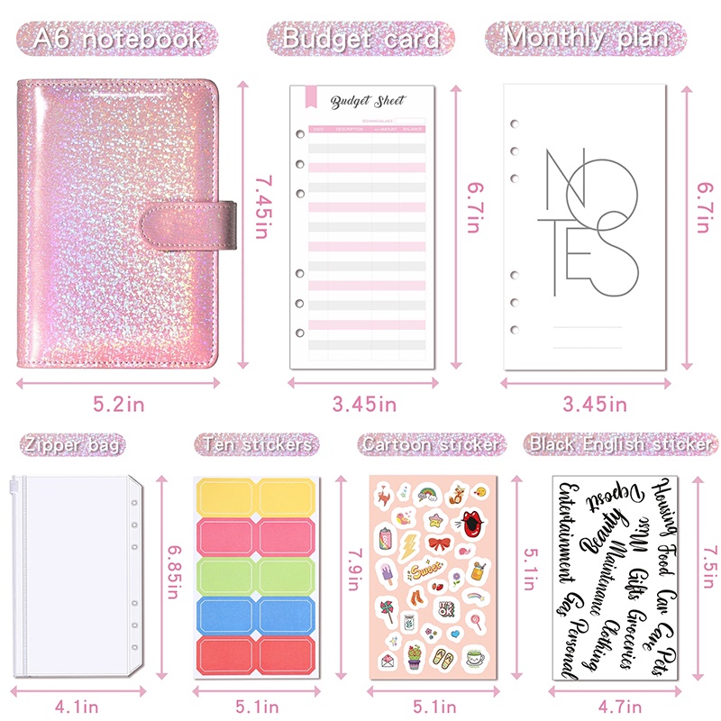 Cover Binder Organizer Uang Kertas Ukuran A6 Dengan Resleting