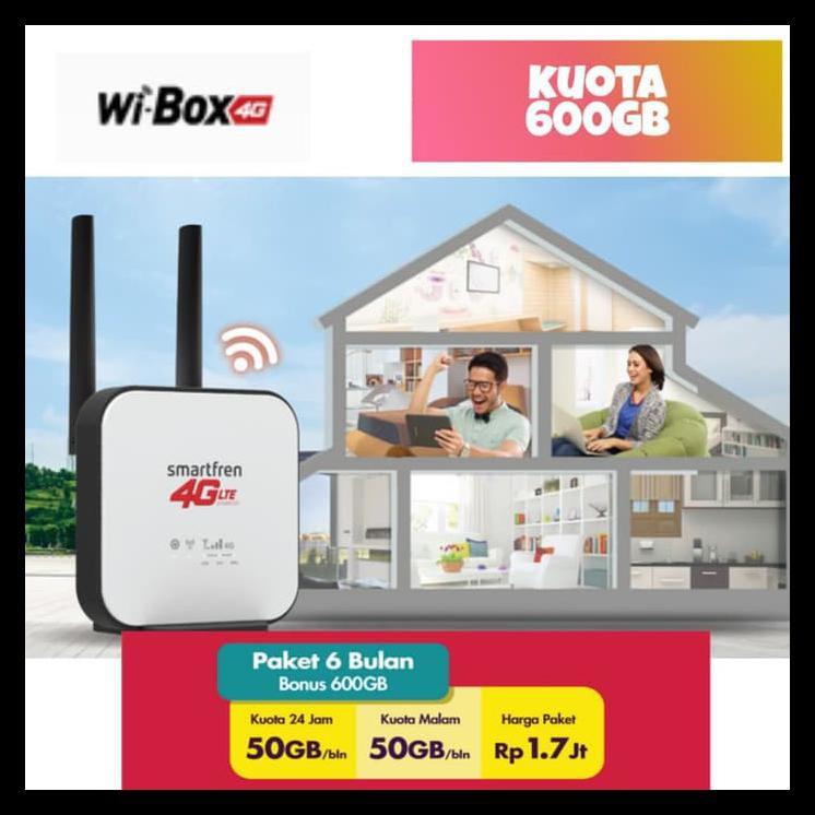 vjzk wi-box 4g home router smartfren paket 6 bulan t625