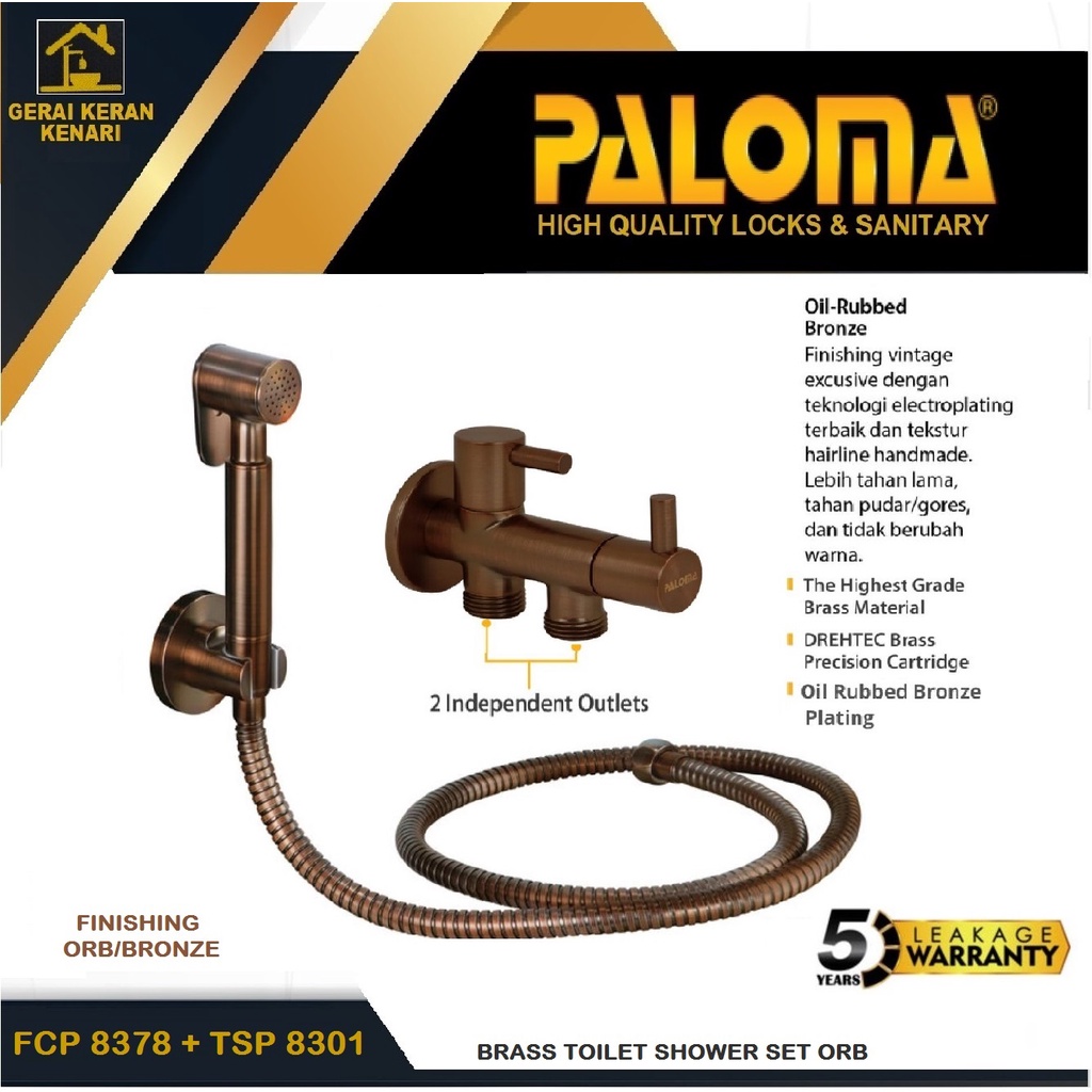 Paloma Toilet Shower Set TSP 8301 Paket Stop Keran WC Bidet Closet Cebot Jet waser FCP 8378 Warna vi
