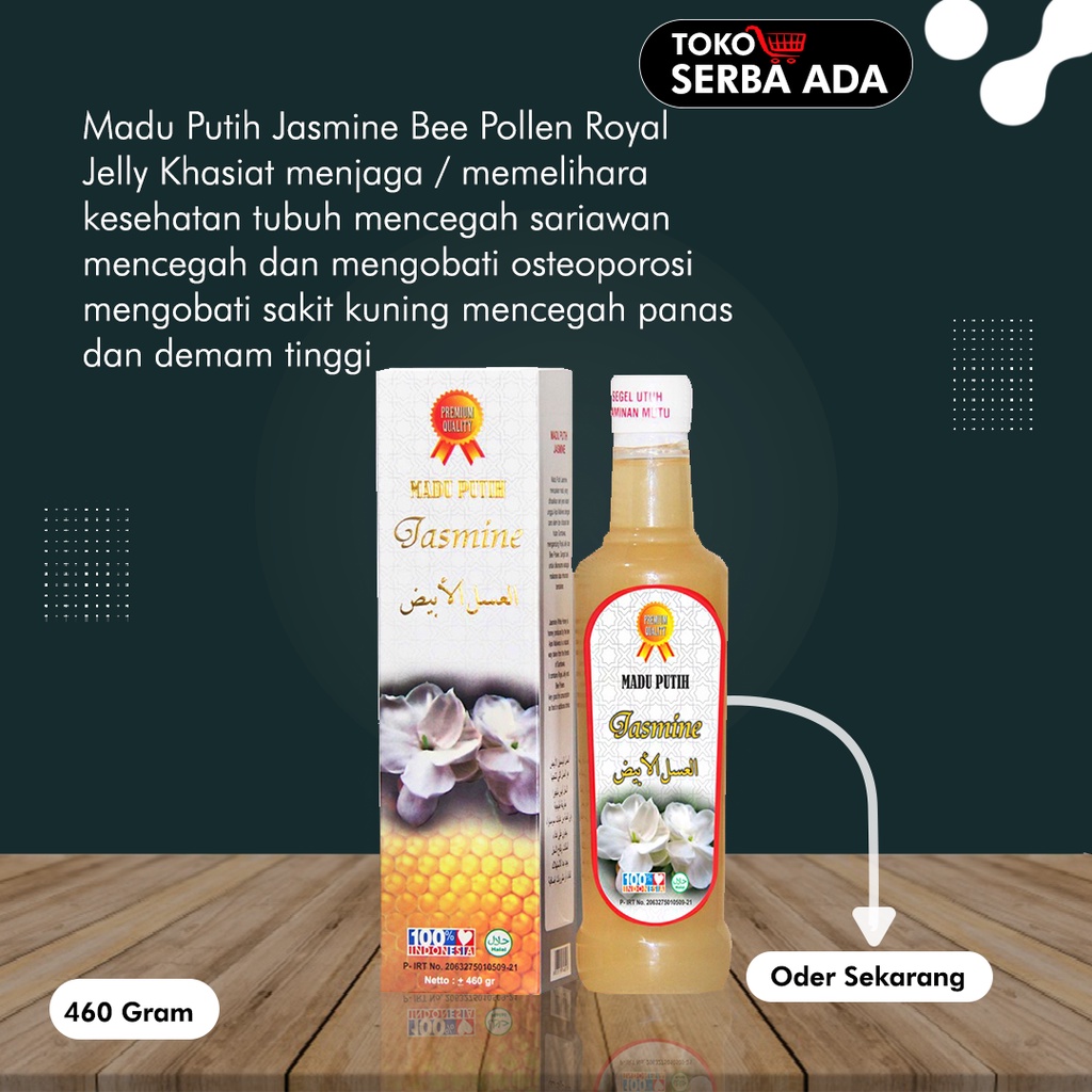 MADU PUTIH JASMINE ORIGINAL 460gr - madu putih madu murni madu asli obat panas dan demam