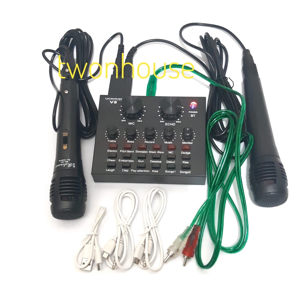 Sound Card V8 Mixer Bluetooth PAKET LENGKAP Microphone + SOUNDCARD V8, REKAMAN / LIVE STREAMING Sound Card V8 Mixer Bluetooth PAKET KUMPLIT MIC + SOUNDCARD V8 + SOUNDCARD USB Soundcard V8u Bluetooth Audio USB External Soundcard Live Broadcast Microphone H