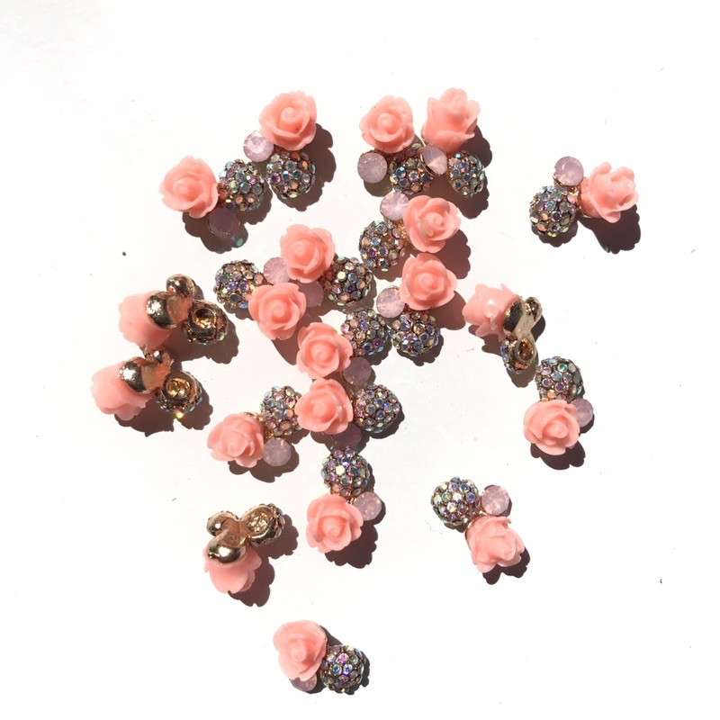 PEACH ROSE DIAMOND BOLDIS NAILART Per PCS bahan nail art kuku palsu fake nails